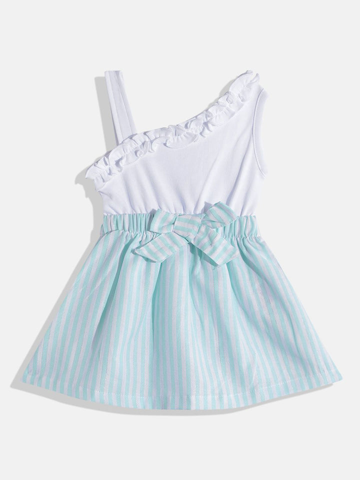Moms Love Infant Girls Striped Pure Cotton Dress with Bow Detail