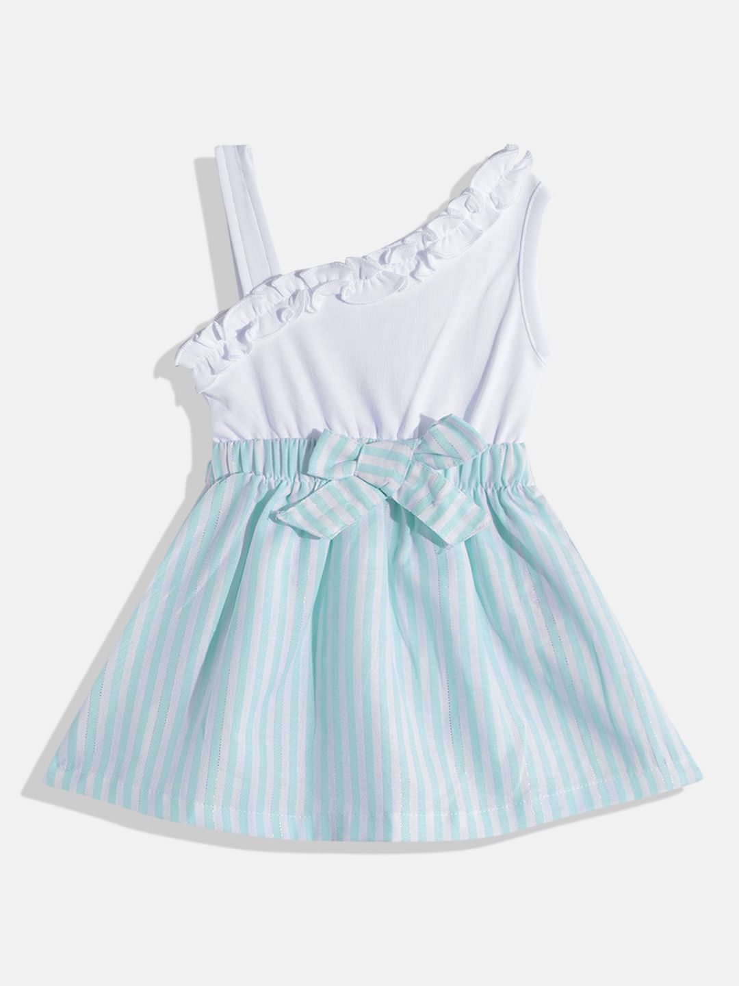 Moms Love Infant Girls Striped Pure Cotton Dress with Bow Detail
