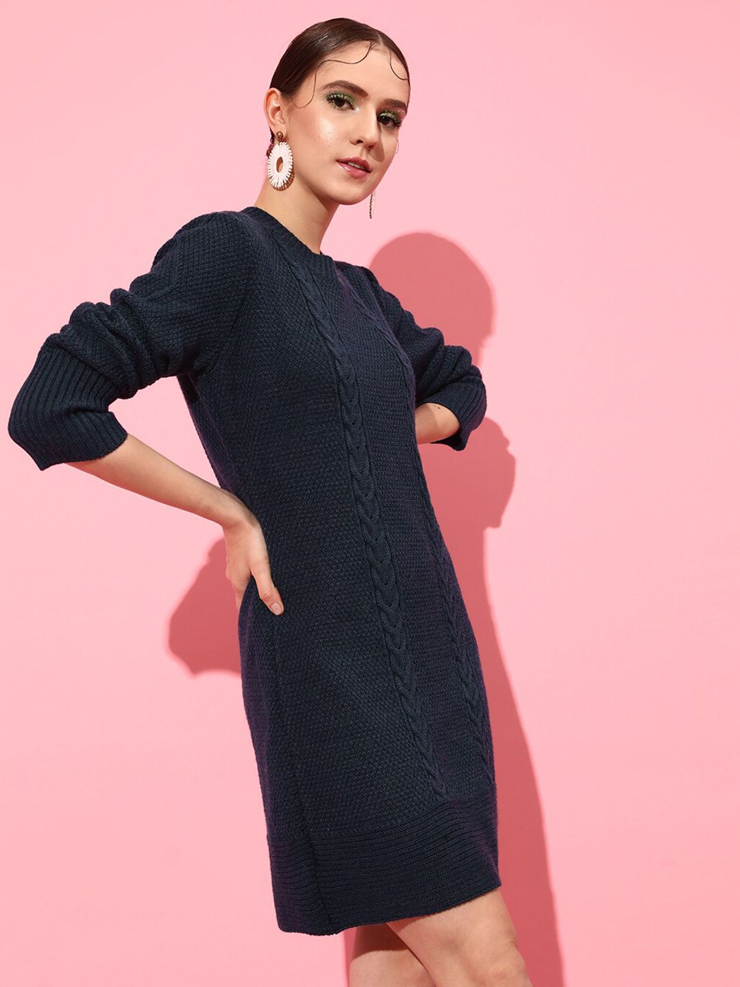 STREET 9 Self Design Acrylic Jumper Dress