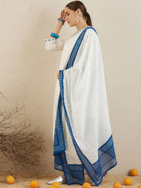 Indo Era Ethnic Motifs Embroidered Thread Work Pure Cotton Kurta with Trousers & Dupatta