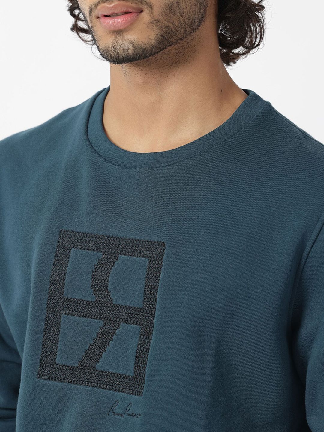 RARE RABBIT Men Arnold Graphic Print Logo Sweatshirt