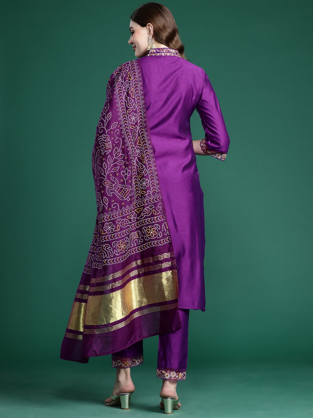 Indo Era Floral Thread Work Liva Kurta with Trousers & With Dupatta