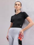 HRX by Hrithik Roshan Women Cut Outs Slim Fit Crop Training T-shirt