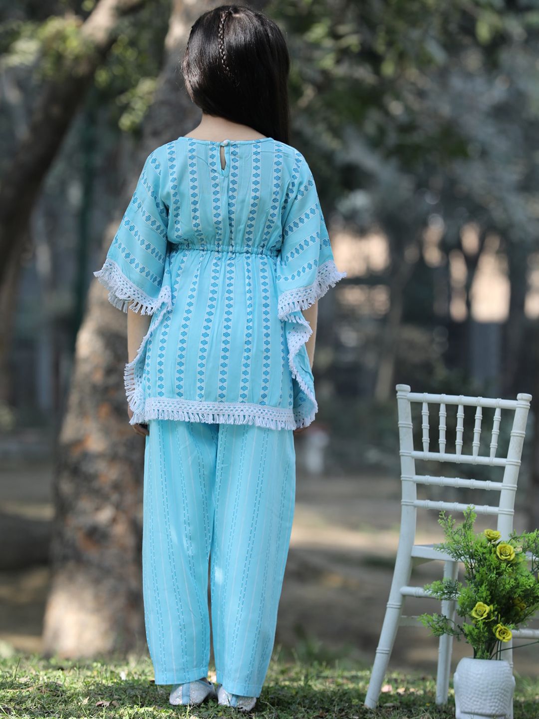 Cutiekins Girls Striped Kaftan Kurta with Palazzos