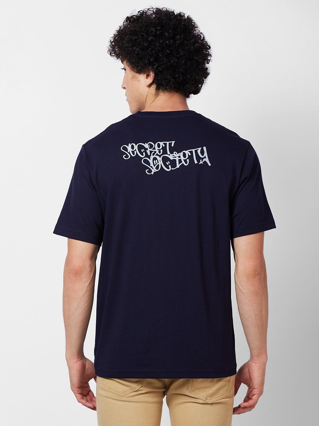 SPYKAR Graphic Printed Relaxed Fit Drop-Shoulder Sleeves Casual T-shirt