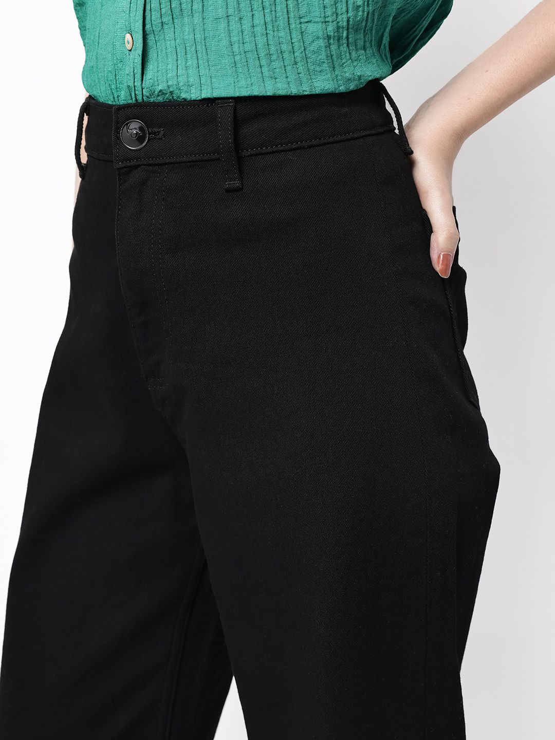 RAREISM Women Comfort Wide Leg High-Rise Stretchable Jeans