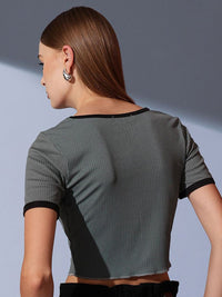 STREET 9 Round Neck Solid Crop Top