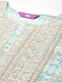 Libas Ethnic Motifs Printed Regular Sequinned Kurta with Palazzos & Dupatta