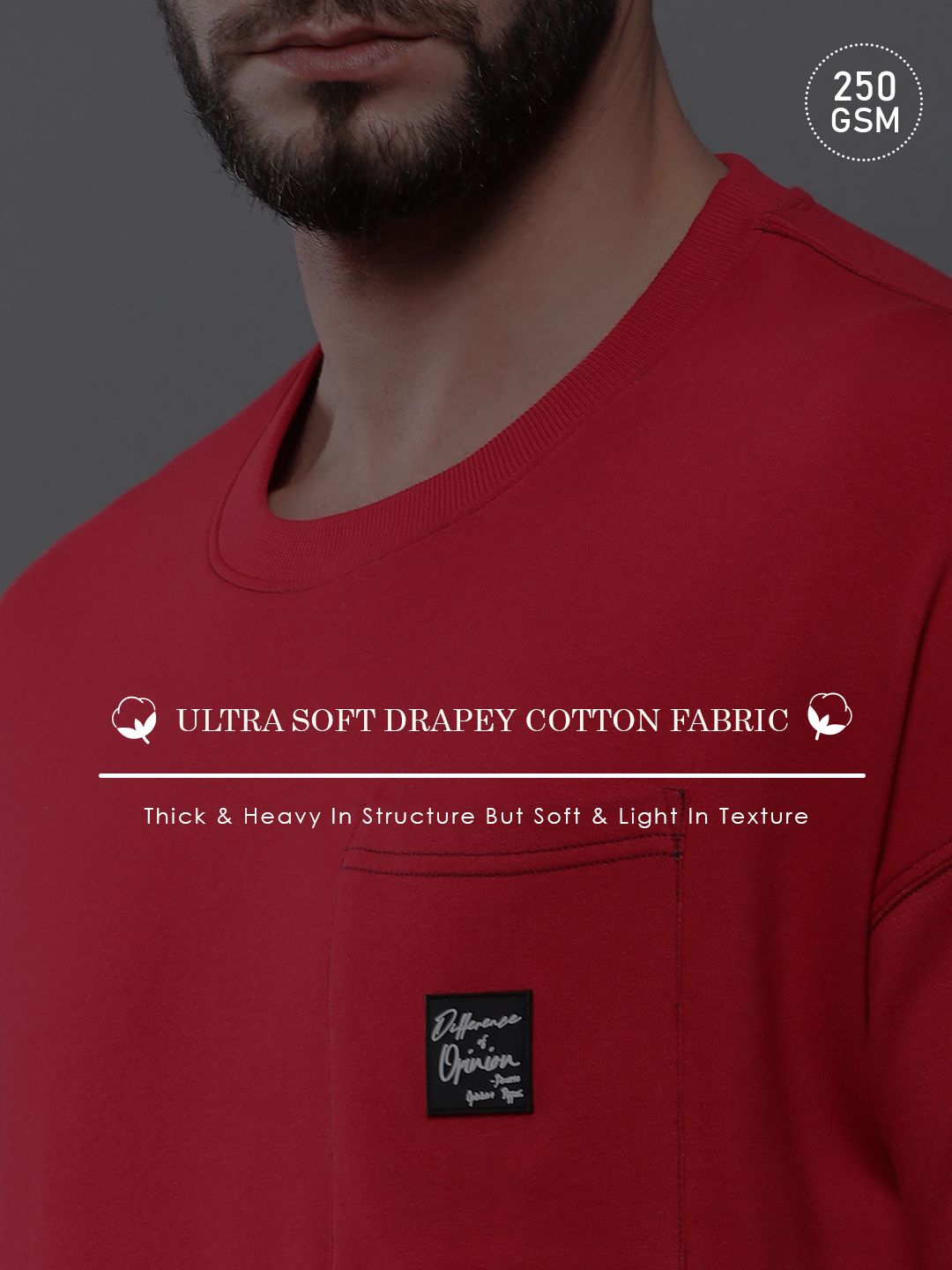 Difference of Opinion Men Oversized Drop Shoulder Ultra Soft Drapey Cotton T-Shirt