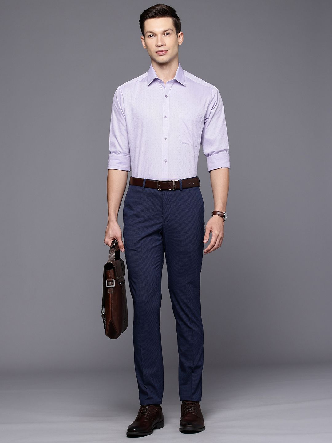 Raymond Slim Fit Textured Pure Cotton Formal Shirt