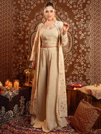 Libas Embroidered Sleeveless Top, Shrug & Palazzos Co-Ords