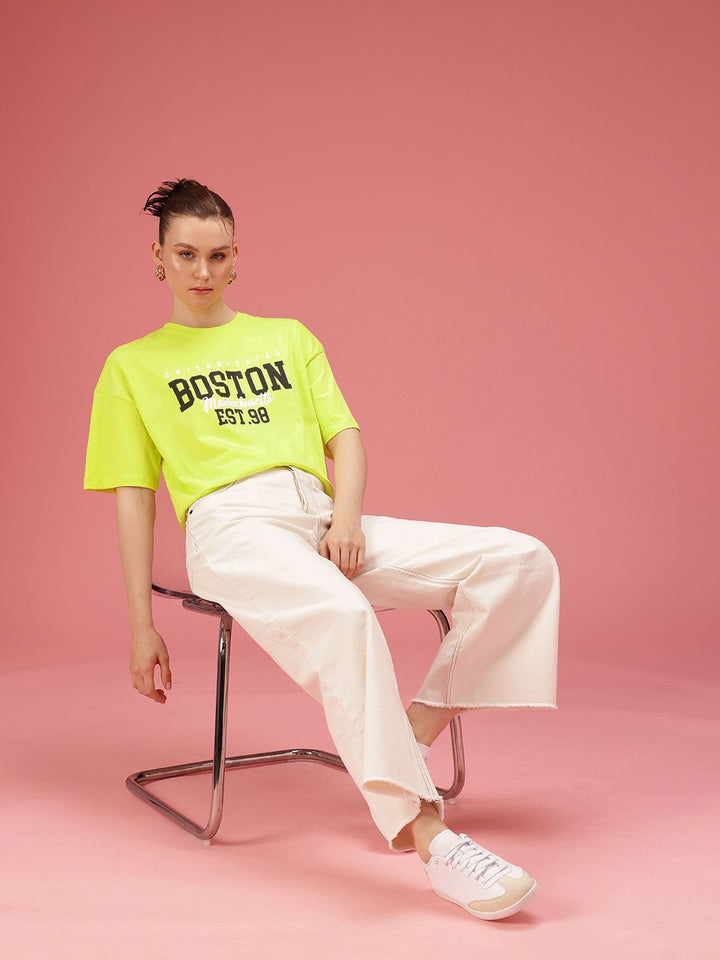 DressBerry Pure Cotton Typography Printed Relaxed Fit T-shirt