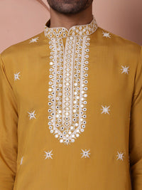 Jompers Embroidered Mandarin Collar Long Sleeves Kurta with Salwar & Dupatta