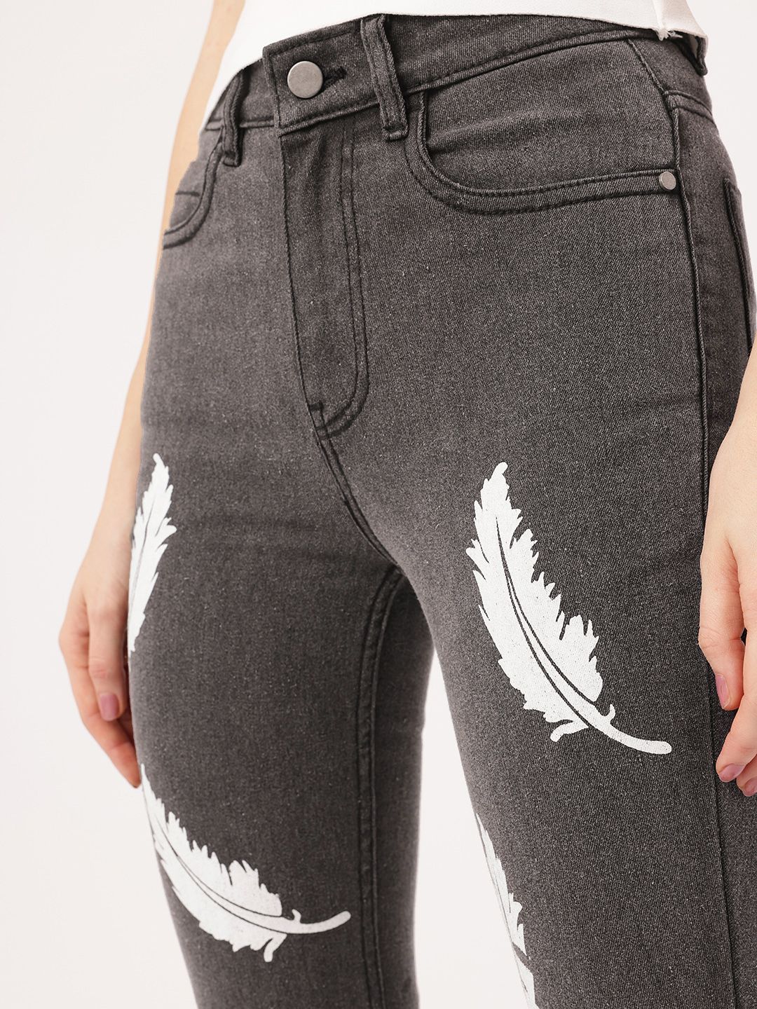 DressBerry Women Soft Touch Flared Fit Light Fade Printed Jeans