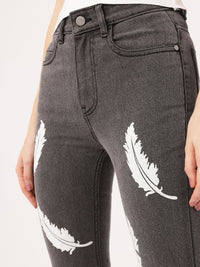 DressBerry Women Soft Touch Flared Fit Light Fade Printed Jeans