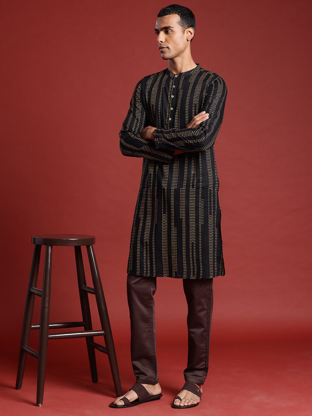 Anouk Men Pure Cotton Geometric Printed Kurta