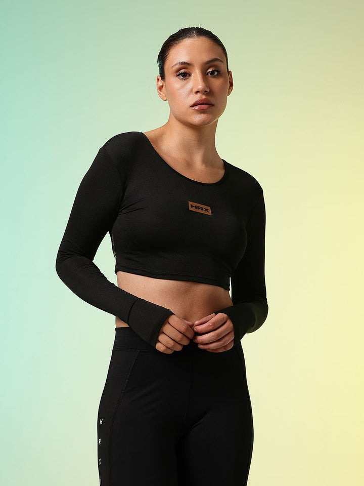 HRX by Hrithik Roshan Brand Logo Rapid-Dry Crop Training T-shirt