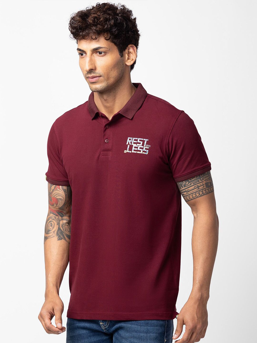 SPYKAR Men Polo Collar Slim Fit Cotton T-shirt