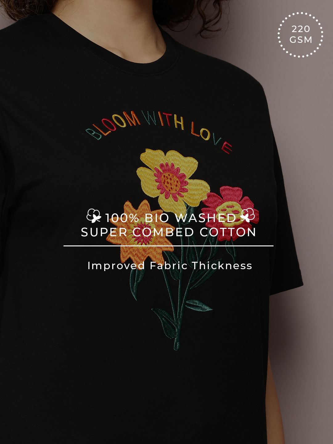 DILLINGER Women Oversized Embroidery Crew Neck Tshirt