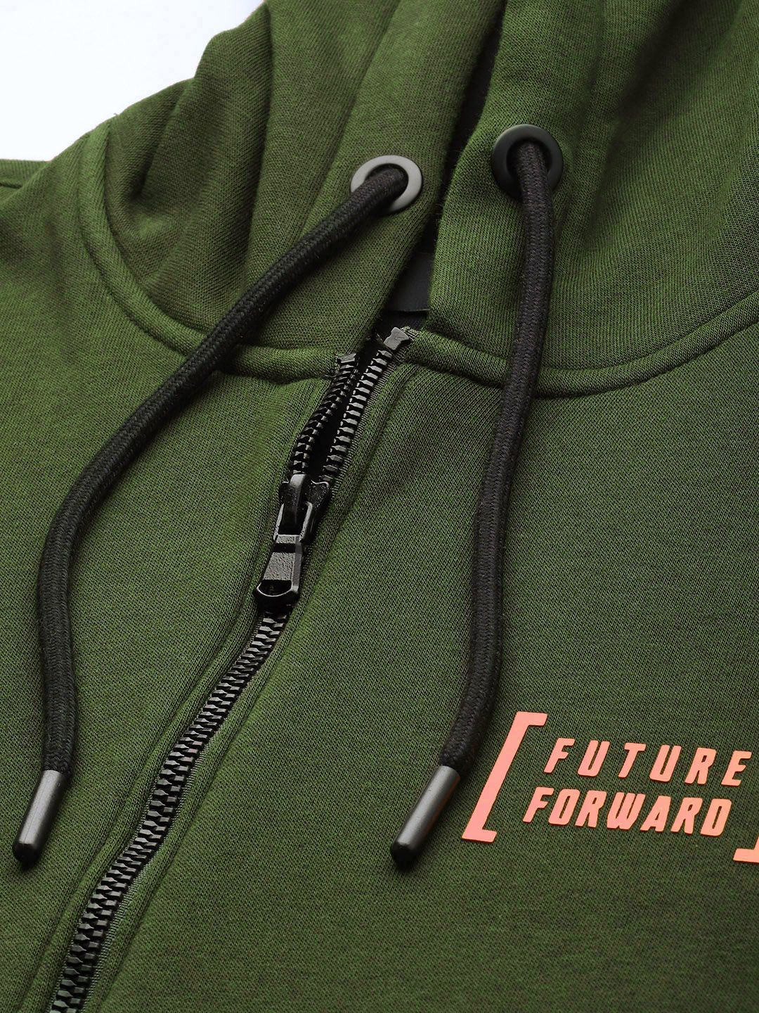 SPYKAR Typography Printed Front-Open Hooded Sweatshirt