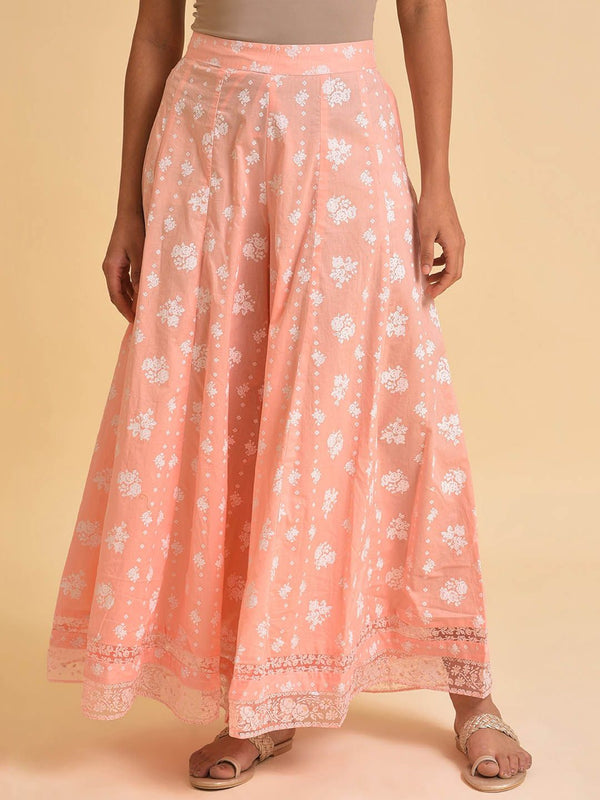 W Women Green Floral Printed Loose Fit Pleated Trousers