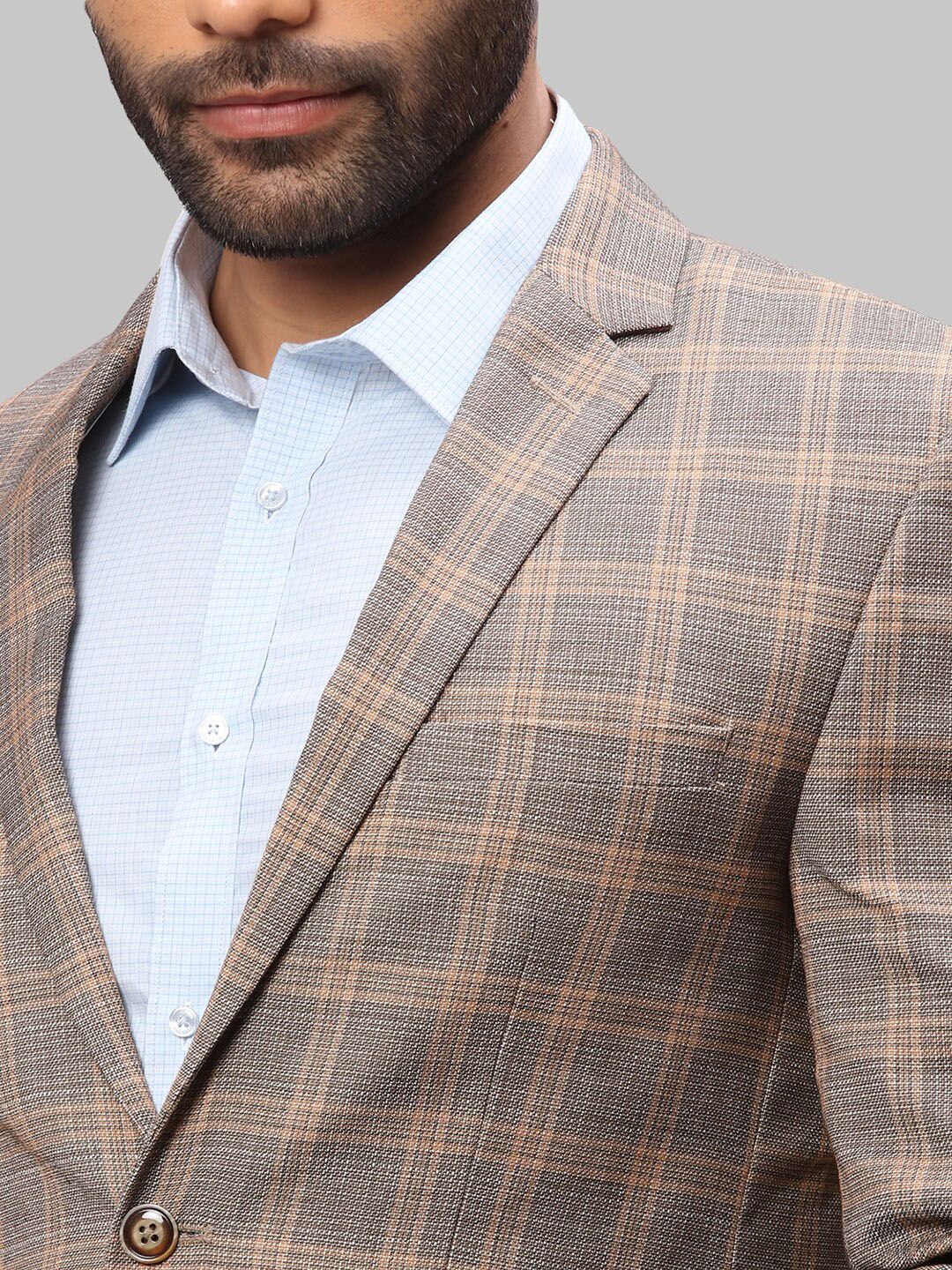 Park Avenue Men Checked Single Breasted Super Slim-Fit Blazers