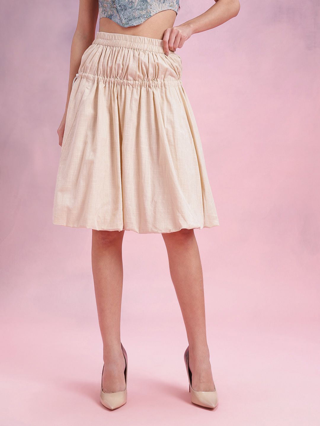 DressBerry Toggle Fastening Ruched Balloon Skirt