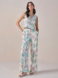 AND Printed V-Neck Shirt With Trousers