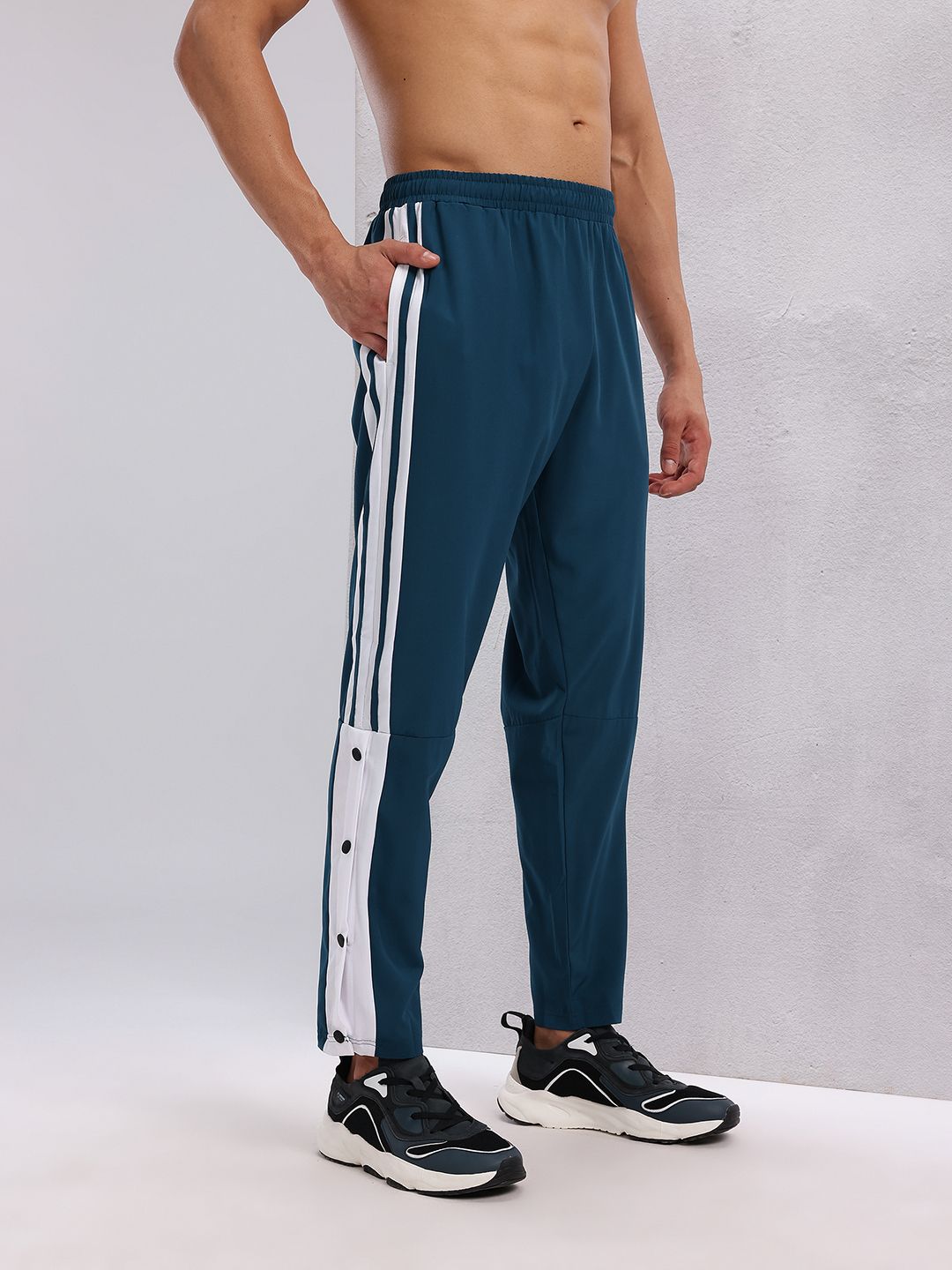 HRX by Hrithik Roshan Men Mid-Rise Striped Training Track Pants with Side Slits