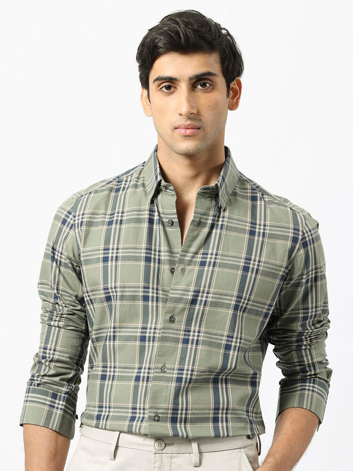 RARE RABBIT Men Torrey Slim Fit Tartan Checked Cotton Shirt