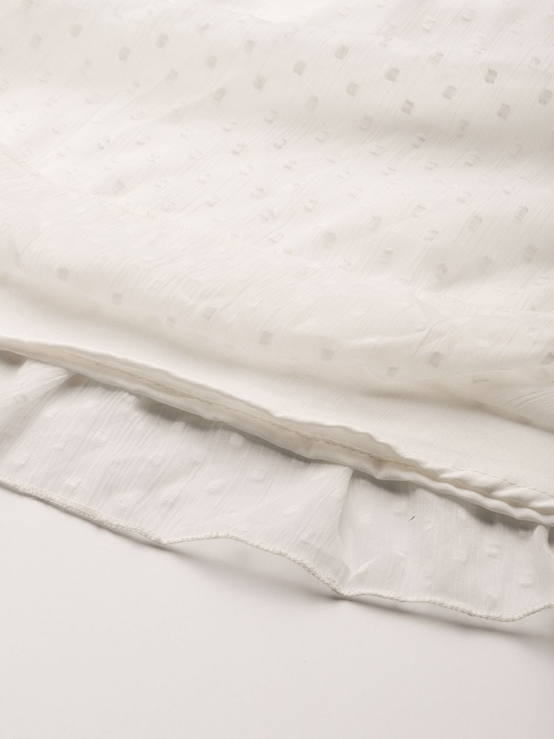 Antheaa White Floral Chiffon Embroidered Laced A-Line Dress