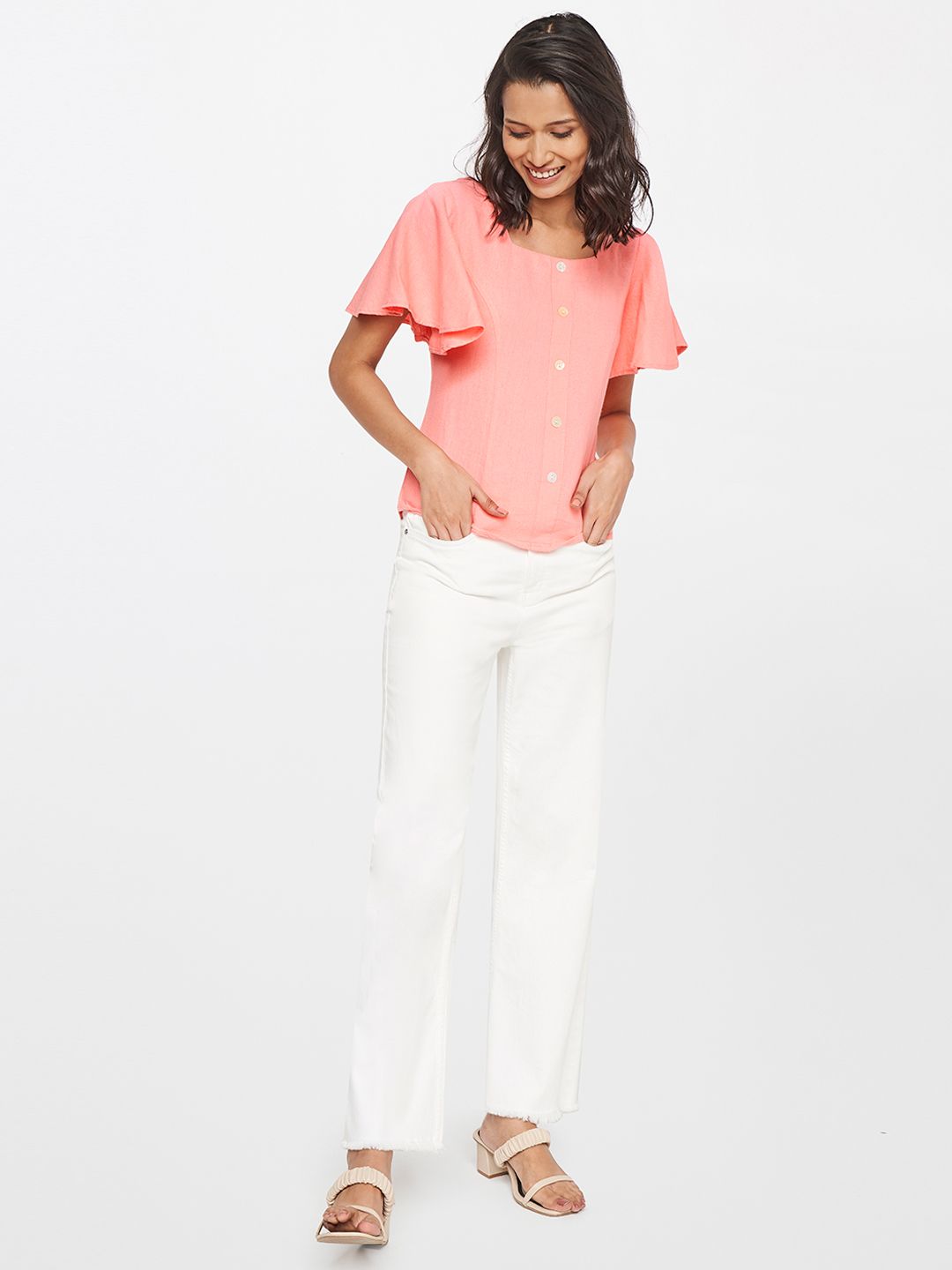 AND Solid Flutter Sleeve Top