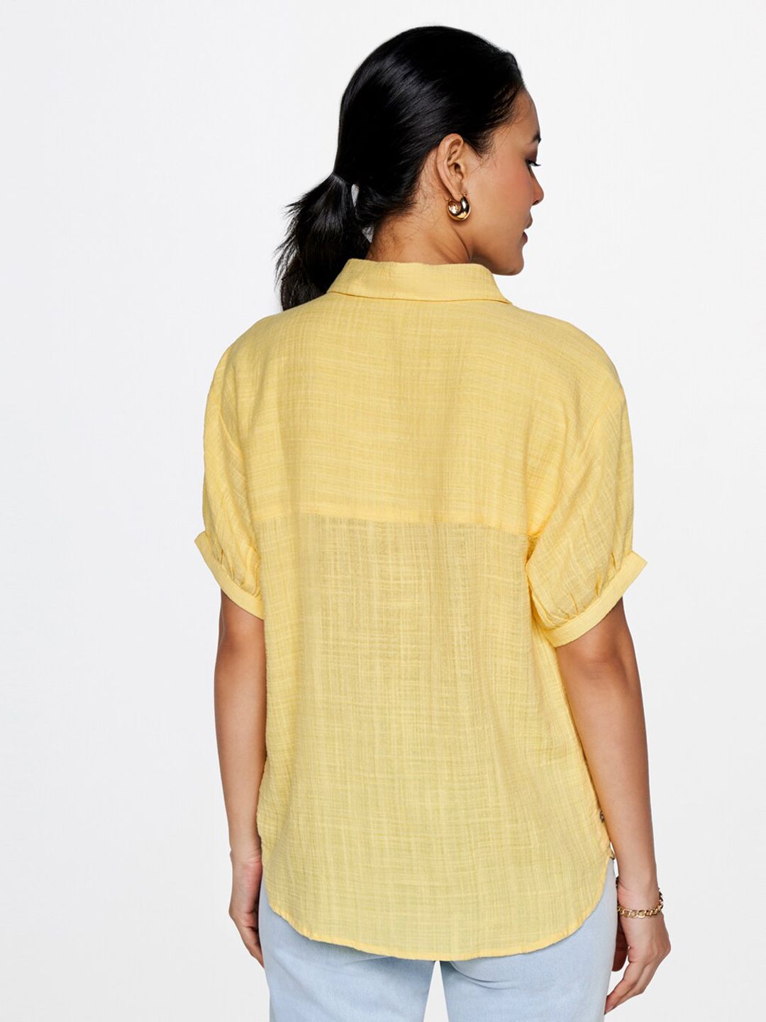 AND Puff Sleeves Shirt Style Top