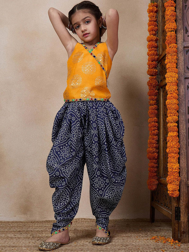 pspeaches V Neck Sleeveless Printed Top & Dhoti Pant Clothing Set