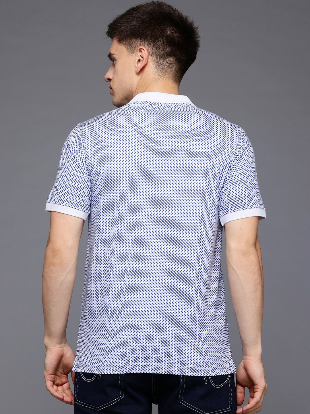 Raymond Geometric Print Polo Collar Pure Cotton Modern Fit T-shirt