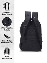 HRX by Hrithik Roshan Unisex Black Backpack with Rain Cover & Reflective Strip