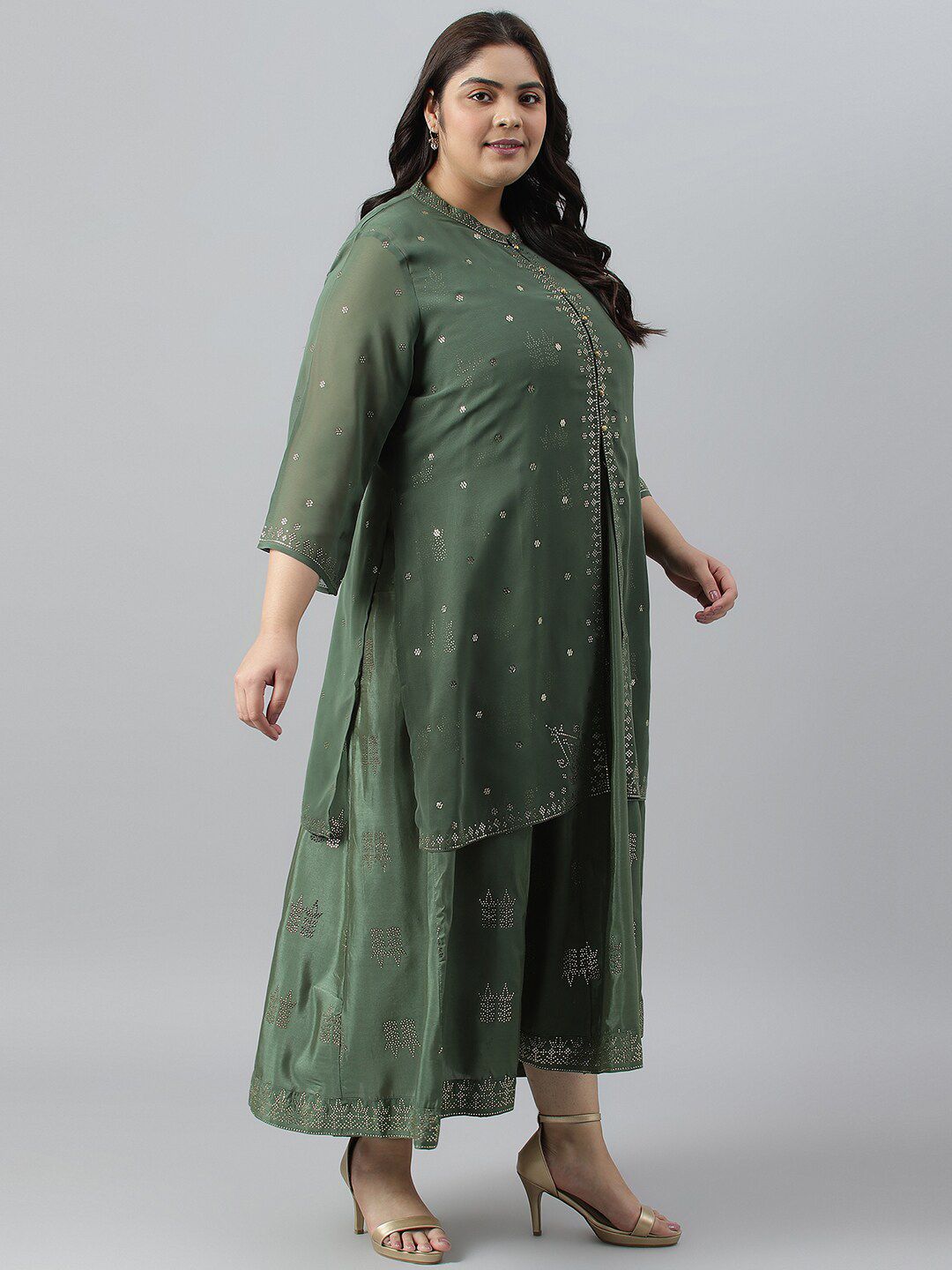 W Plus Size Ethnic Motifs Maxi Ethnic Dress