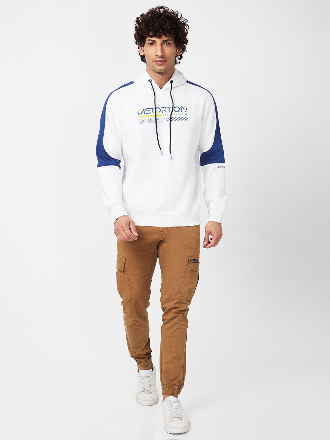 SPYKAR Typography Printed Cotton Hooded Pullover Sweatshirt