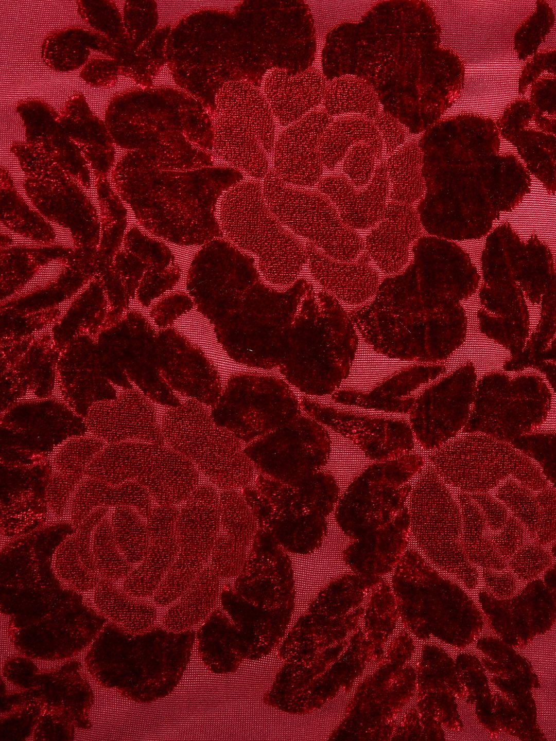 HOSTA HOMES Maroon Set of 5 Floral Embossed Velvet Square Cushion Covers