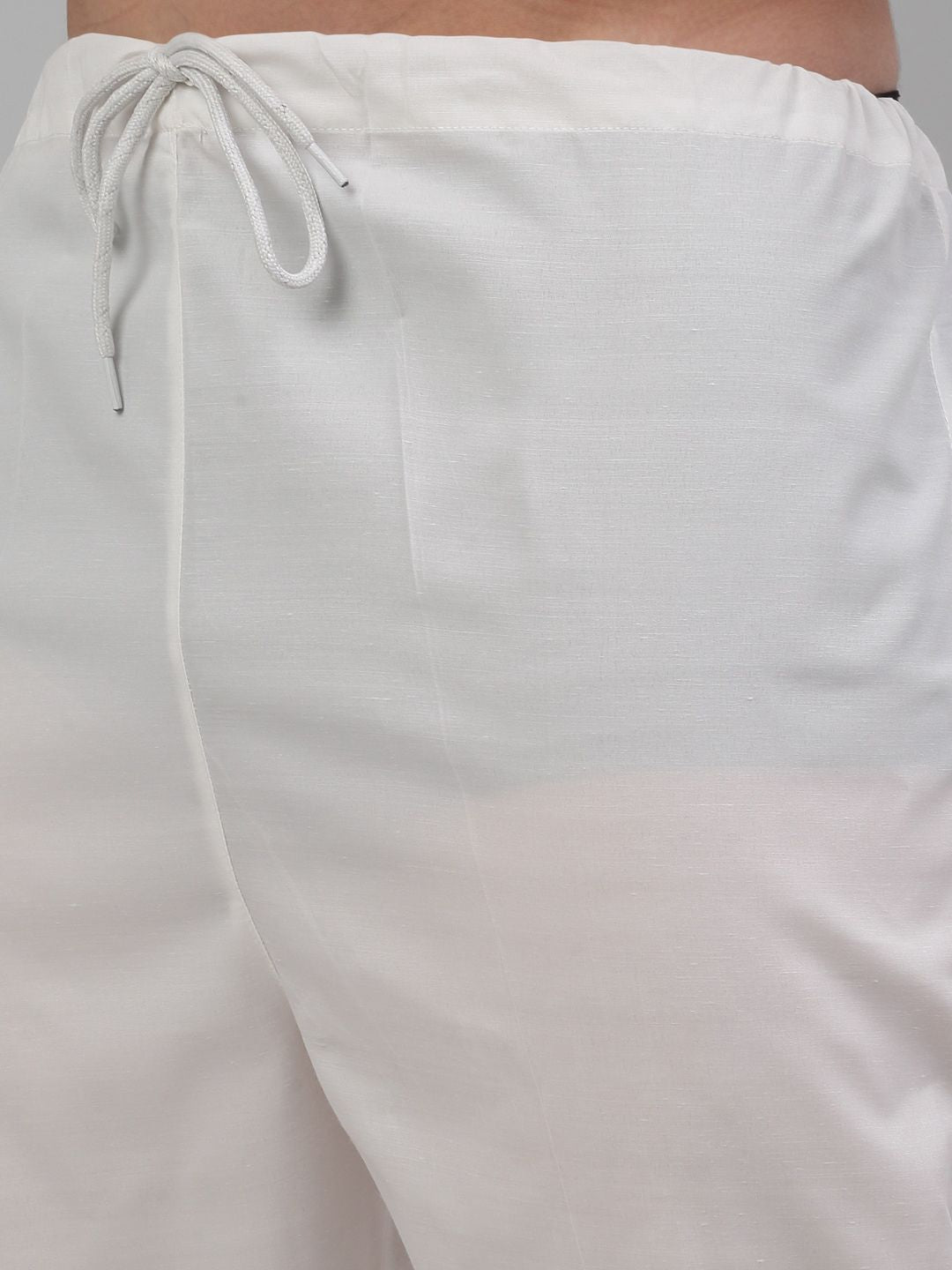 Jompers Ethnic Motif Embroidered Mandarin Collar Sequinned Pure Cotton Kurta with Trousers