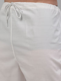 Jompers Ethnic Motif Embroidered Mandarin Collar Sequinned Pure Cotton Kurta with Trousers