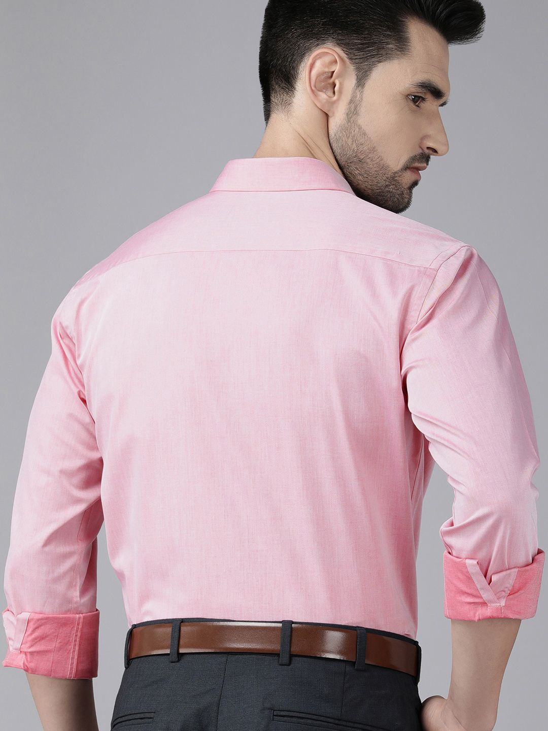 Park Avenue Men Pink Solid Slim Fit Formal Shirt