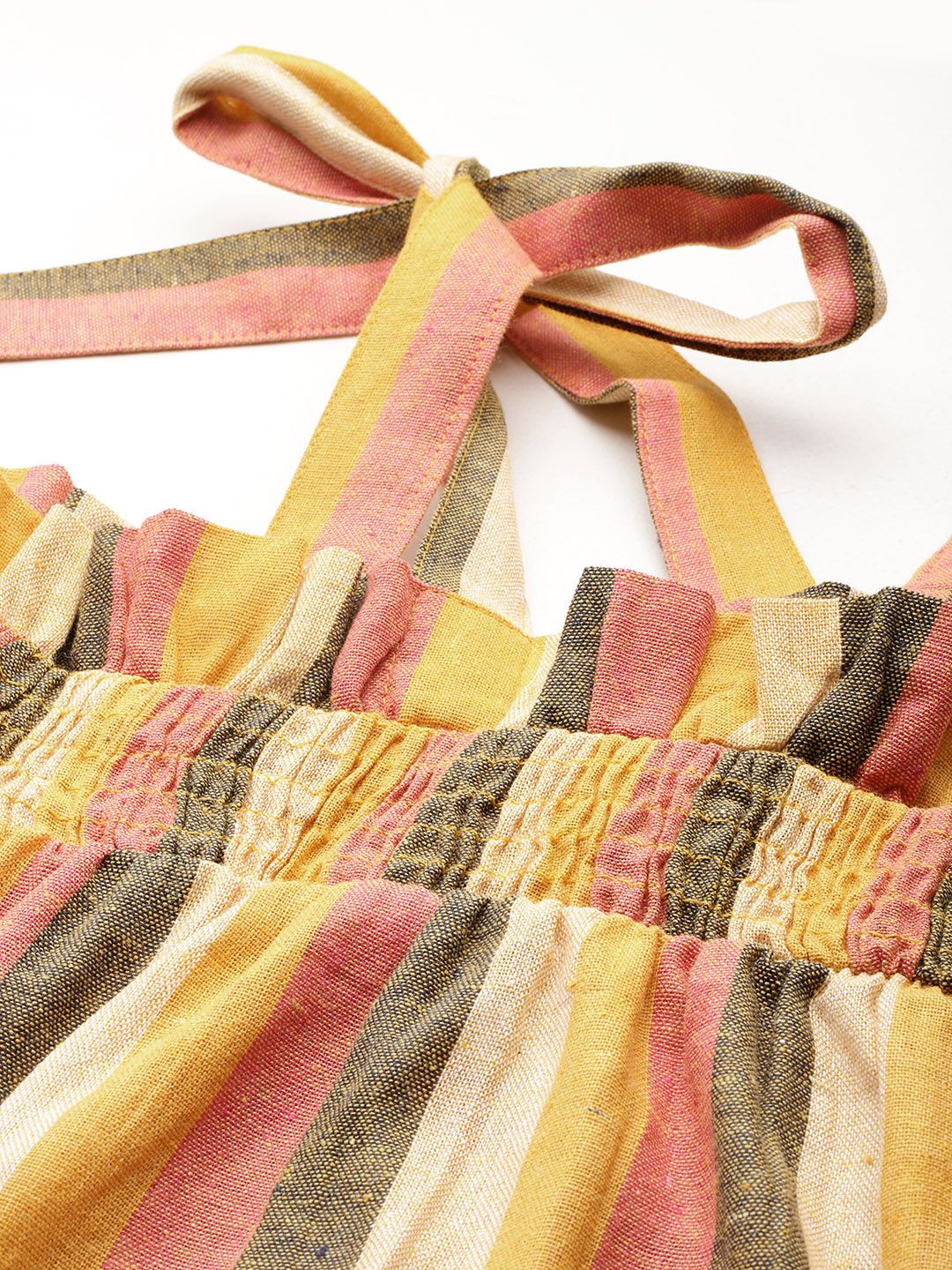 DressBerry Striped Smocked Cotton A-line Top