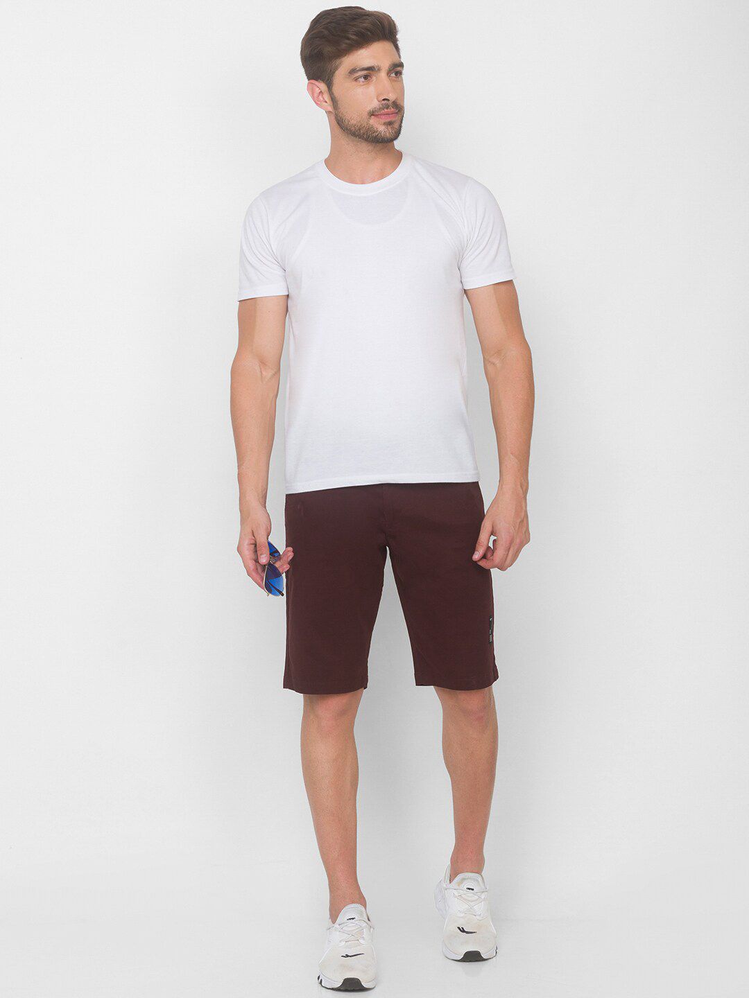 SPYKAR Men Maroon Pure Cotton Shorts