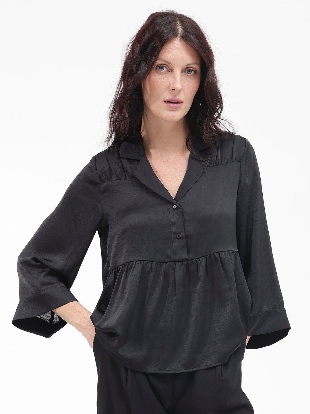 RAREISM Flared Sleeve Cotton Top