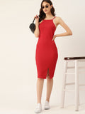 DressBerry Shoulder Straps Ribbed Bodycon Dress