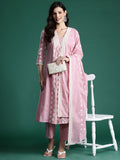 Indo Era Ethnic Motifs Embroidered Pleated Thread Work Pure Cotton Kurta Set