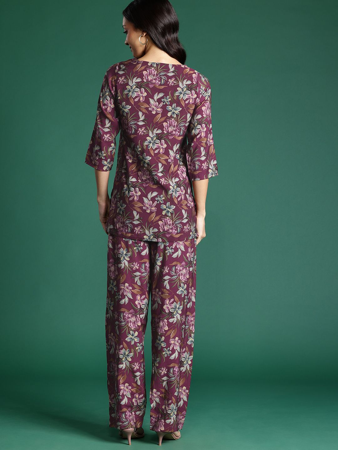DressBerry Floral Printed Tunic With Trousers Co-Ords