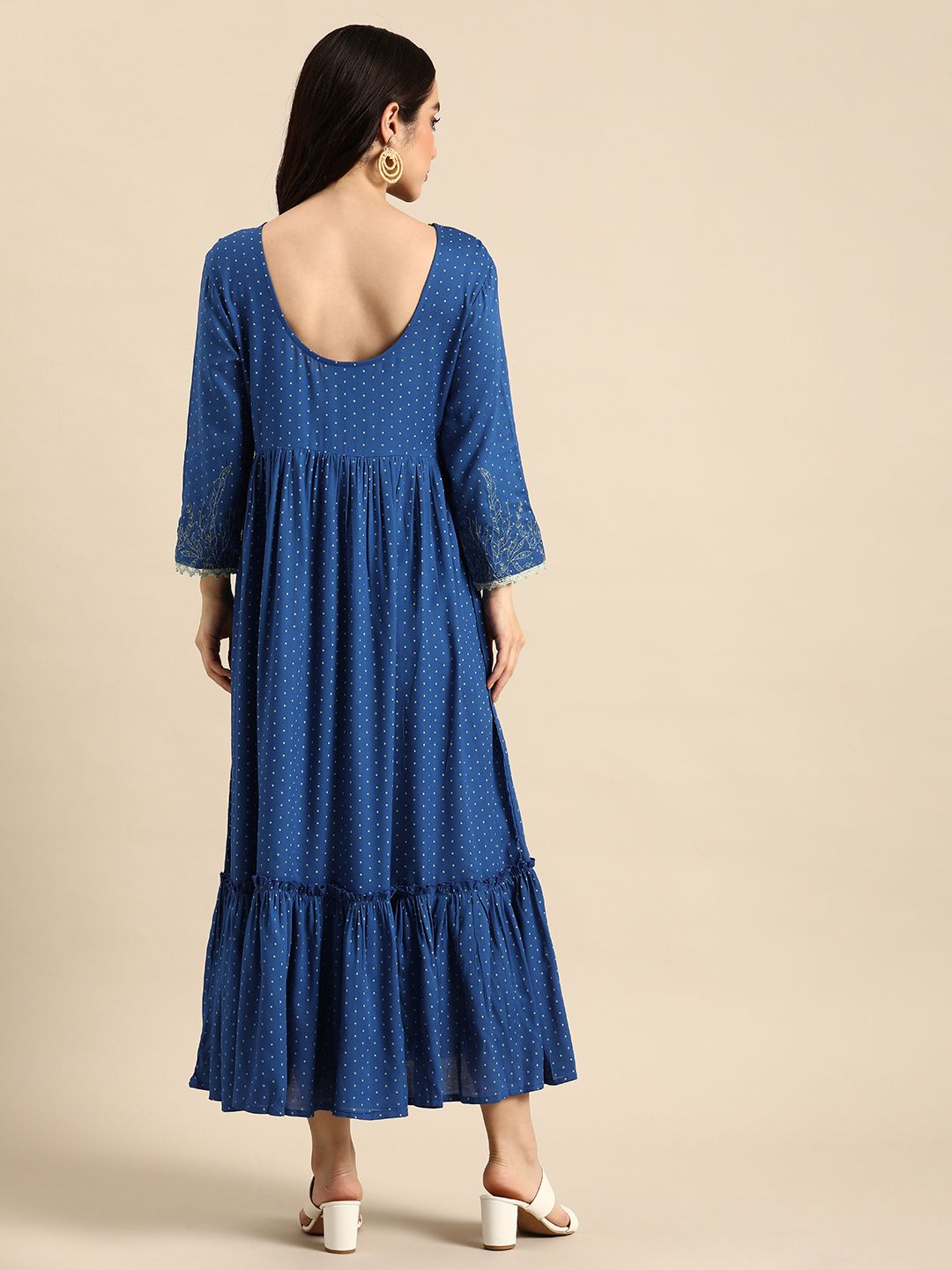 Anouk V-Neck A-Line Maxi Ethnic Dress