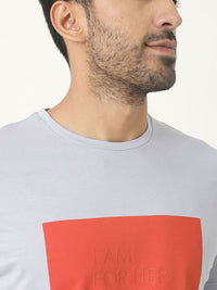 RARE RABBIT Men I Am Regular Fit Colourblocked Round Neck Pure Cotton T-Shirt